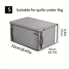 Large Capacity Houndstooth Storage Bag Zipper Dustproof Organizer