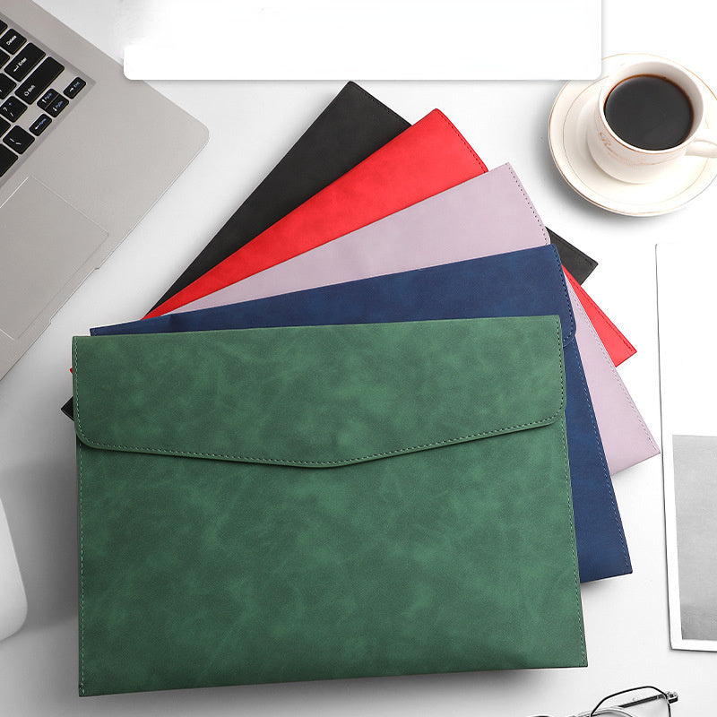 Faux Leather Document Bag A4 Paper File Business Document Ticket Storage Bag