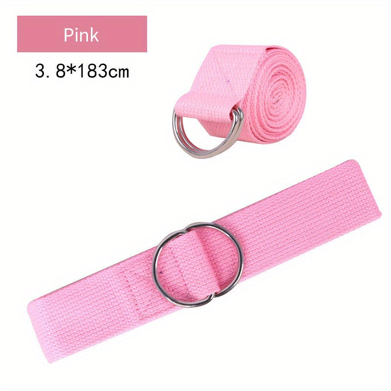 Solid Yoga Strap With Metal D Ring for Fitness Stretching
