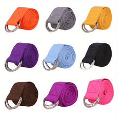 Solid Yoga Strap With Metal D Ring for Fitness Stretching