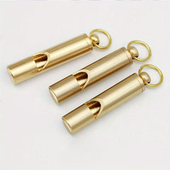 Pure Brass Retro Style Whistle Key Chain for Survival