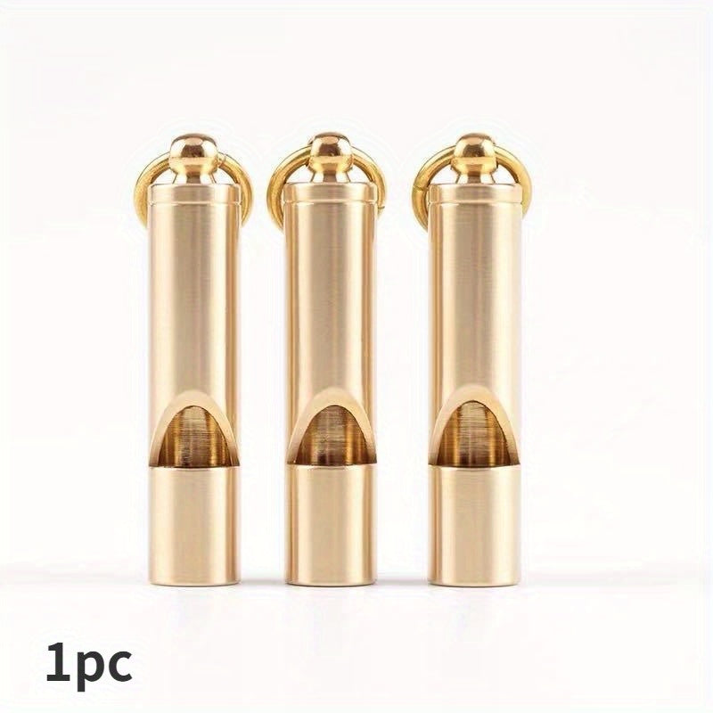 Pure Brass Retro Style Whistle Key Chain for Survival
