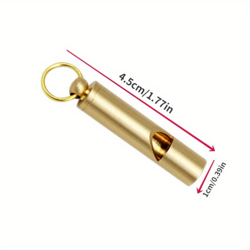 Pure Brass Retro Style Whistle Key Chain for Survival