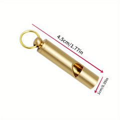 Pure Brass Retro Style Whistle Key Chain for Survival