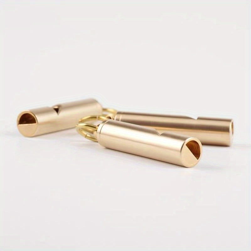 Pure Brass Retro Style Whistle Key Chain for Survival
