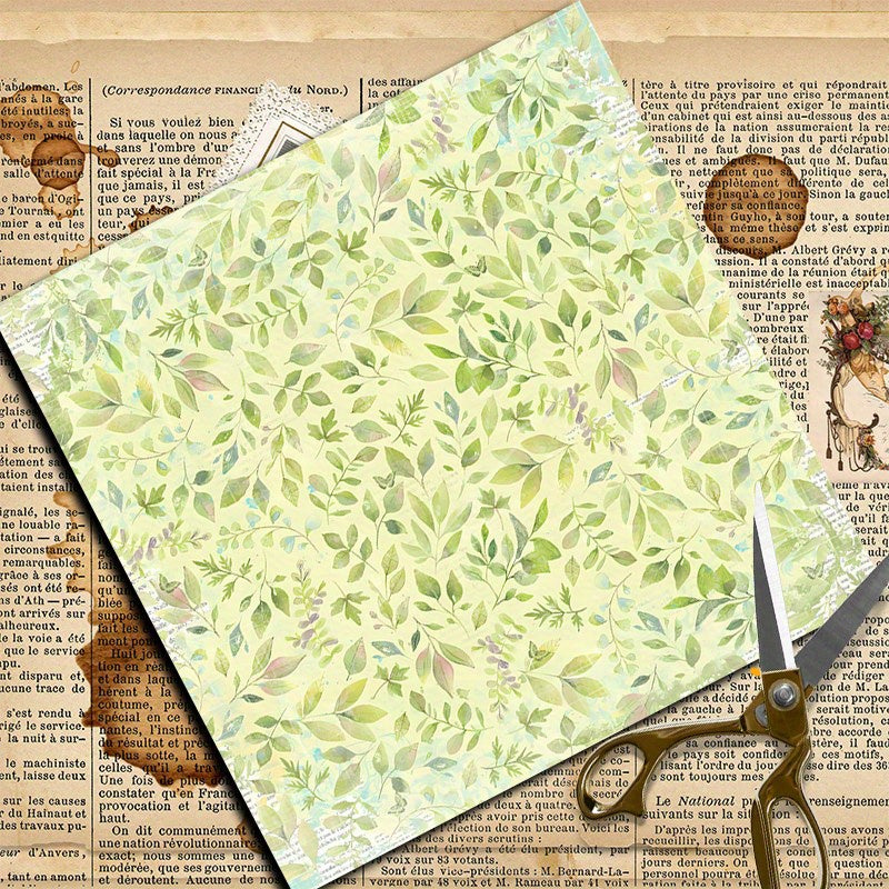 12pcs Large Blooming Age Paper Retro Journal Background DIY Gift