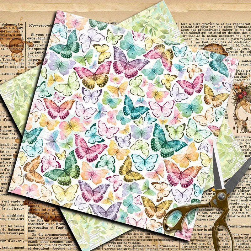 12pcs Large Blooming Age Paper Retro Journal Background DIY Gift