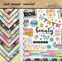 12pcs Large Blooming Age Paper Retro Journal Background DIY Gift