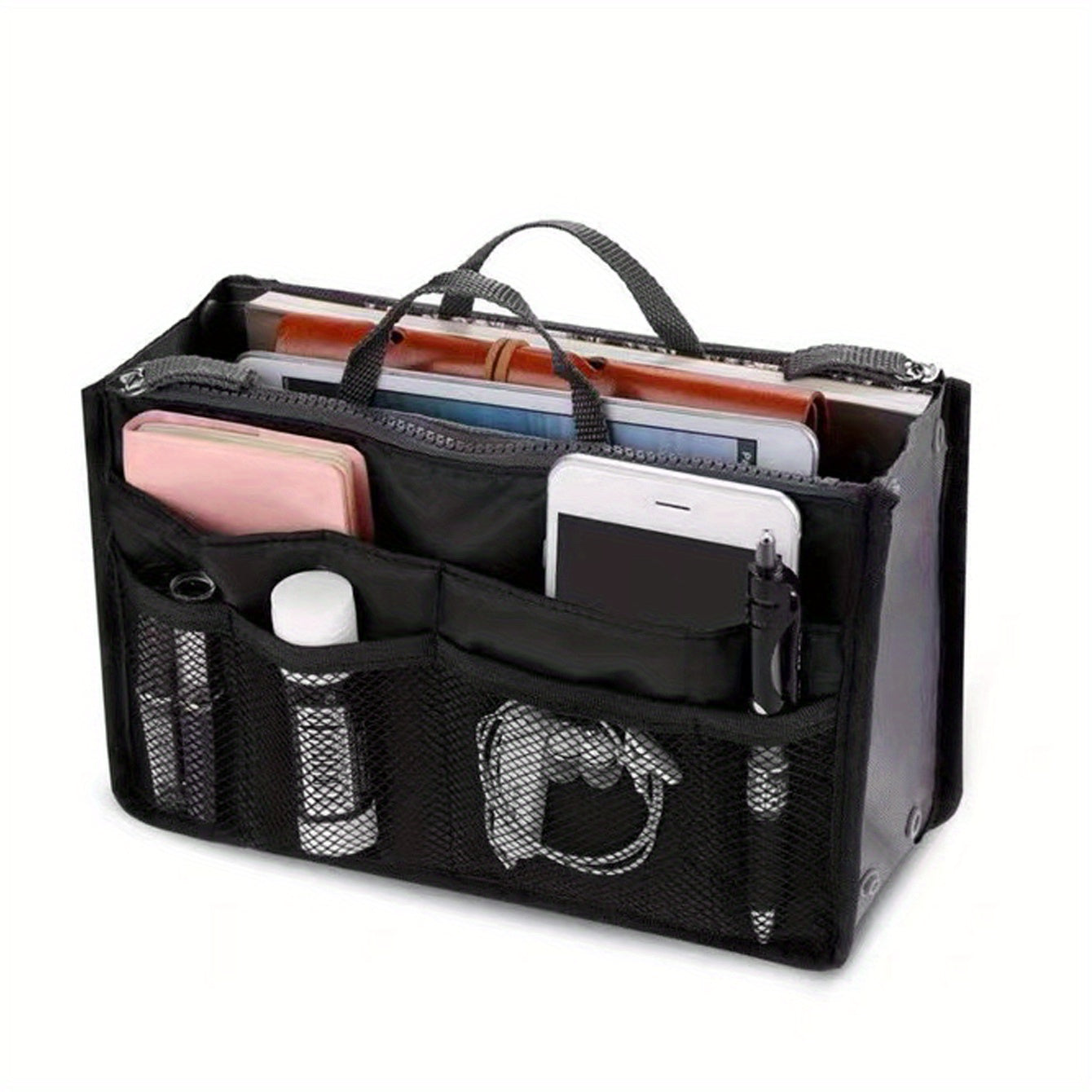 Functional Cosmetic Bag Double Zipper Bag Handbag Storage Bag