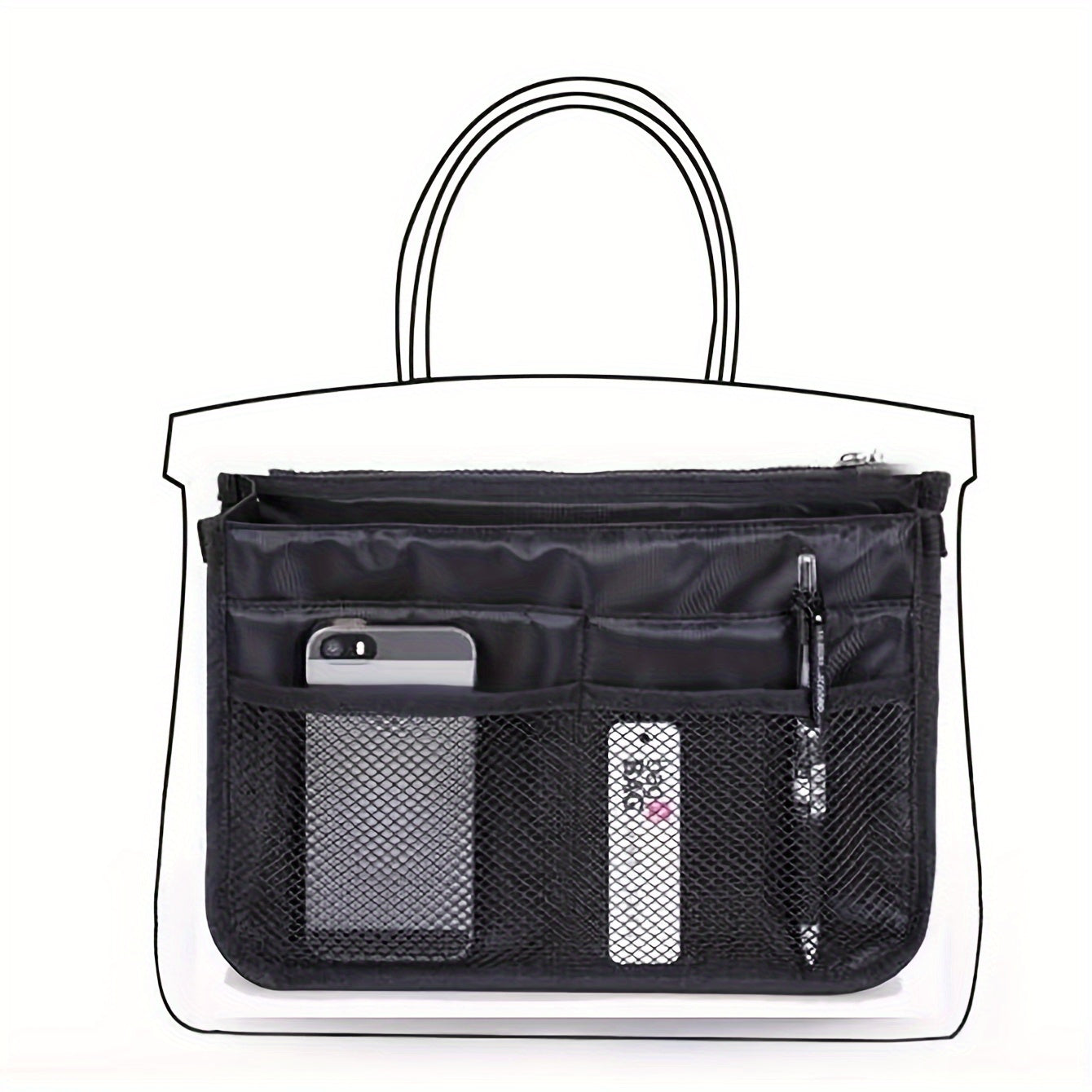 Functional Cosmetic Bag Double Zipper Bag Handbag Storage Bag
