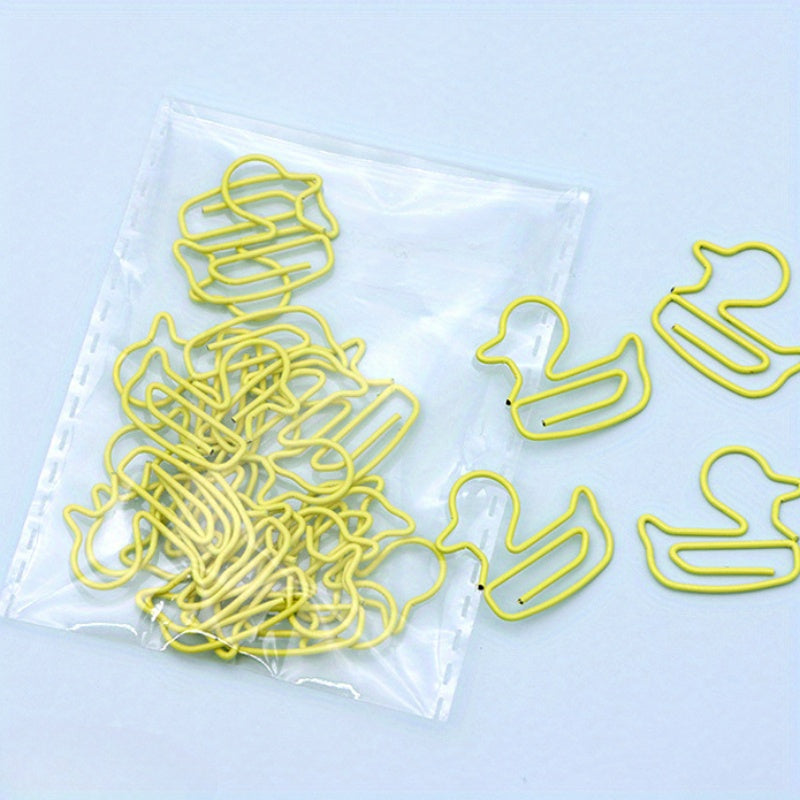 20pcs Plastic Coated Wire Duck Paper Clip Cartoon Metal Paper Clip