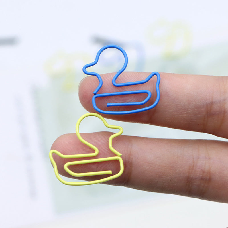 20pcs Plastic Coated Wire Duck Paper Clip Cartoon Metal Paper Clip