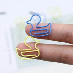 20pcs Plastic Coated Wire Duck Paper Clip Cartoon Metal Paper Clip