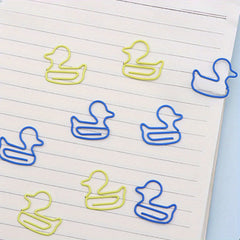 20pcs Plastic Coated Wire Duck Paper Clip Cartoon Metal Paper Clip