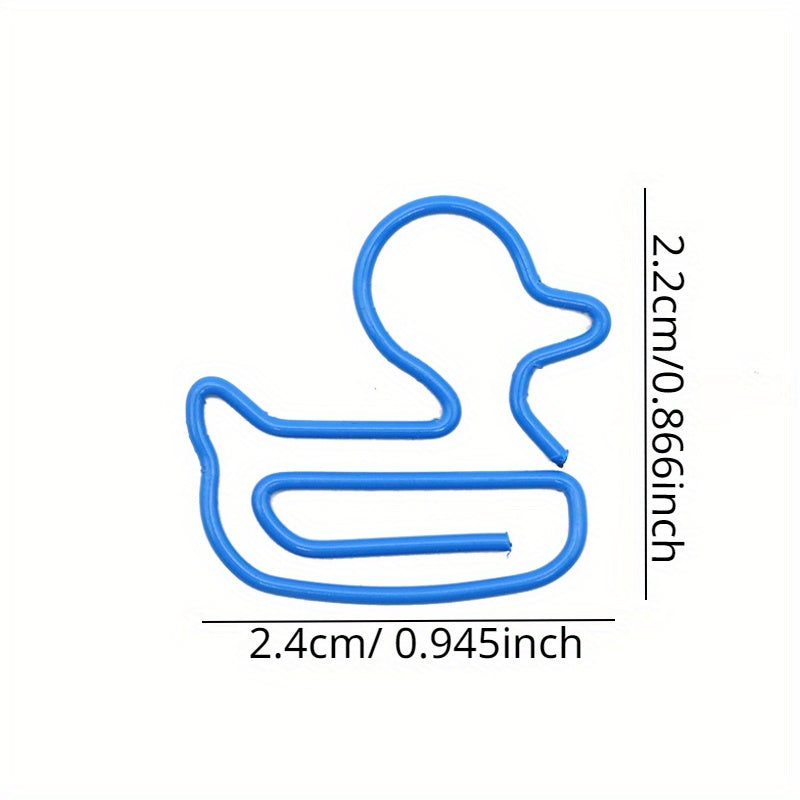 20pcs Plastic Coated Wire Duck Paper Clip Cartoon Metal Paper Clip