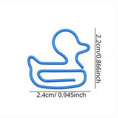 20pcs Plastic Coated Wire Duck Paper Clip Cartoon Metal Paper Clip