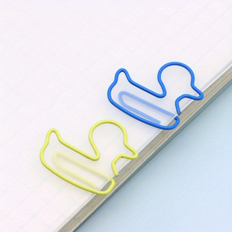 20pcs Plastic Coated Wire Duck Paper Clip Cartoon Metal Paper Clip