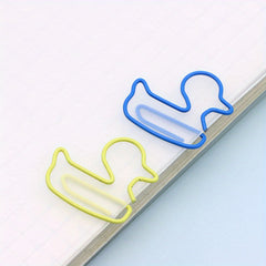 20pcs Plastic Coated Wire Duck Paper Clip Cartoon Metal Paper Clip