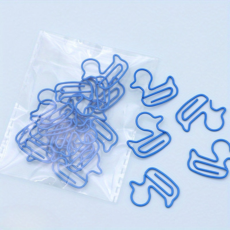 20pcs Plastic Coated Wire Duck Paper Clip Cartoon Metal Paper Clip