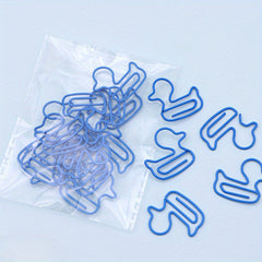 20pcs Plastic Coated Wire Duck Paper Clip Cartoon Metal Paper Clip