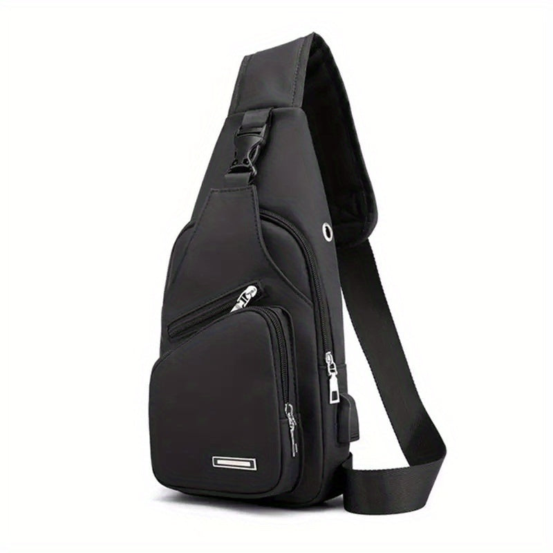 Men's Water Resistant Crossbody Bag with USB Charging Port