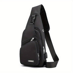 Men's Water Resistant Crossbody Bag with USB Charging Port