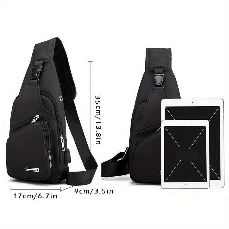 Men's Water Resistant Crossbody Bag with USB Charging Port