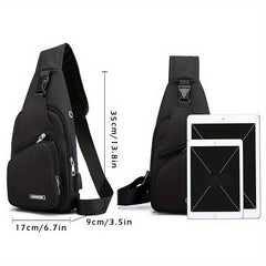 Men's Water Resistant Crossbody Bag with USB Charging Port