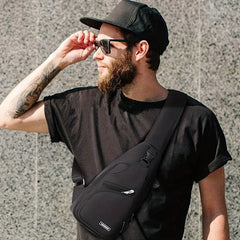 Men's Water Resistant Crossbody Bag with USB Charging Port