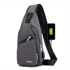 Men's Water Resistant Crossbody Bag with USB Charging Port