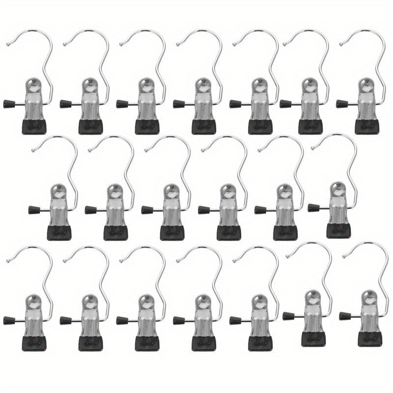 20pcs Stainless Steel Hanger Clips Clothes Pants Wardrobe Organizer