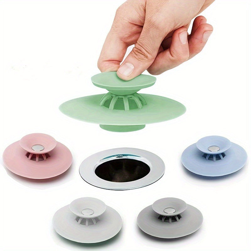 Silicone Floor Drain Stopper Bathroom Hair Catcher Press Water