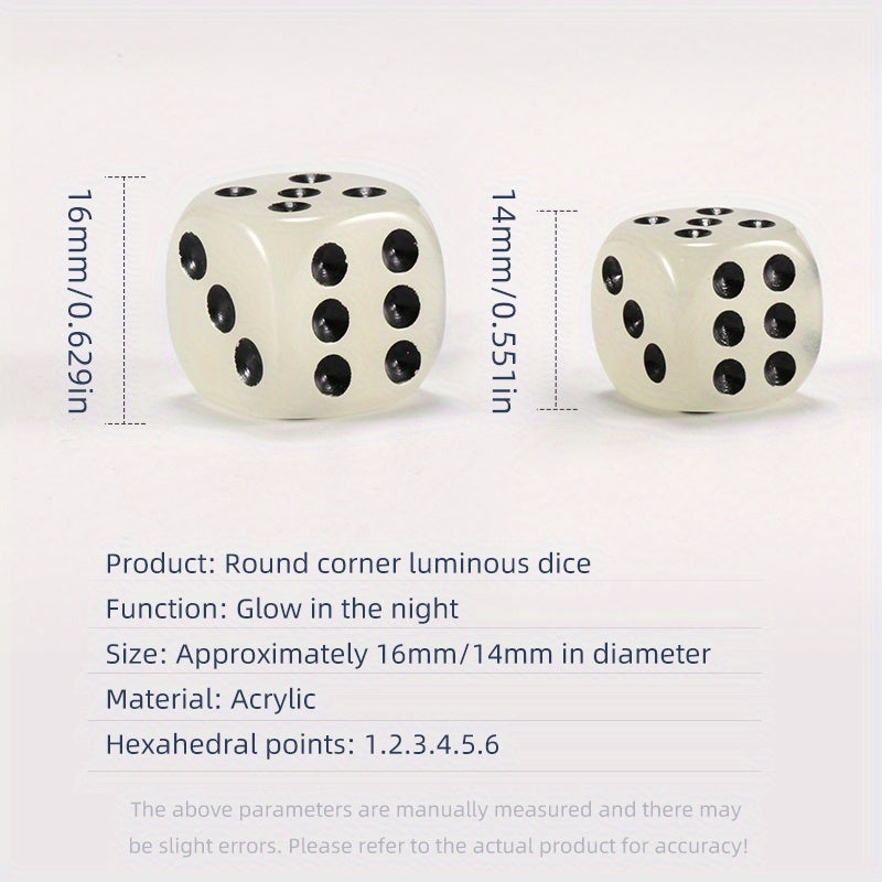 Luminous Dice Set Glow In The Dark 20pcs 14 16mm Circular Dot Dice