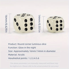 Luminous Dice Set Glow In The Dark 20pcs 14 16mm Circular Dot Dice