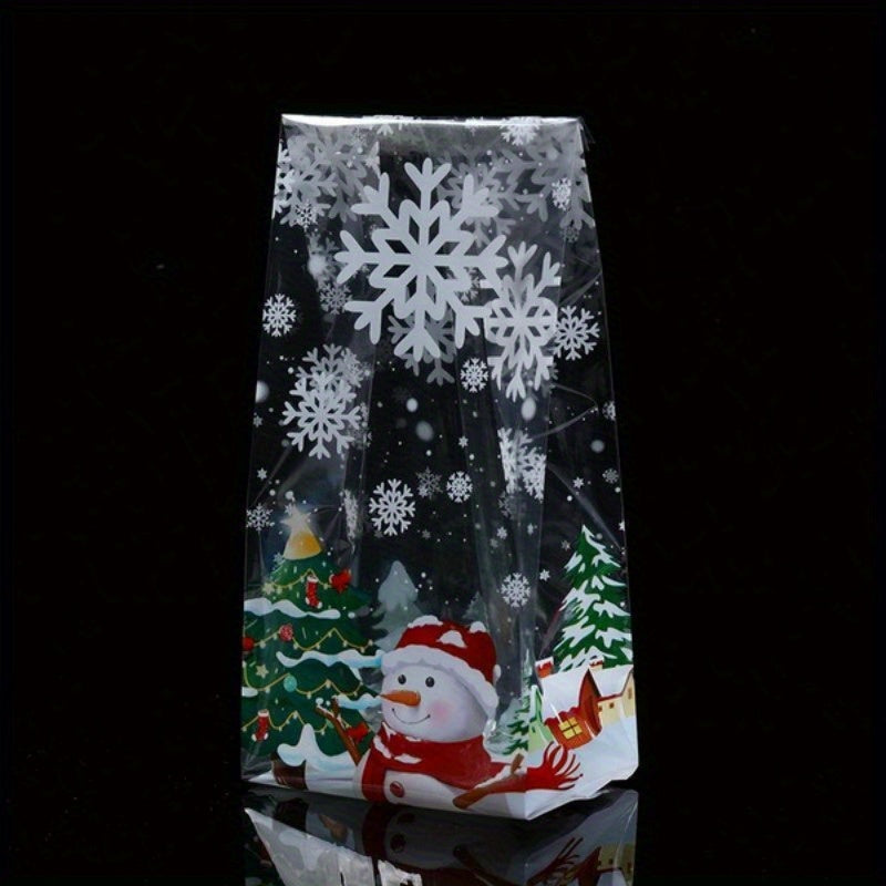 50pcs Christmas Snowman Cookie Bags Xmas Gift Wrapping