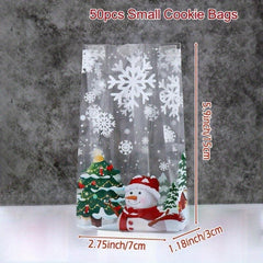 50pcs Christmas Snowman Cookie Bags Xmas Gift Wrapping