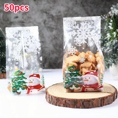 50pcs Christmas Snowman Cookie Bags Xmas Gift Wrapping