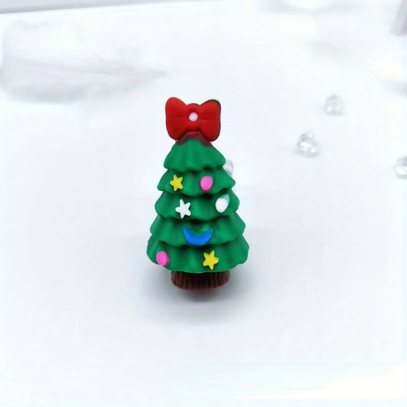10pcs Cartoon Pvc Santa Claus Elk Christmas Tree Pendant Christmas Decorations