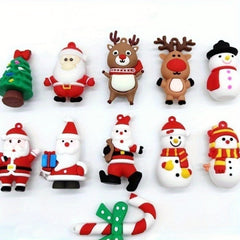 10pcs Cartoon Pvc Santa Claus Elk Christmas Tree Pendant Christmas Decorations