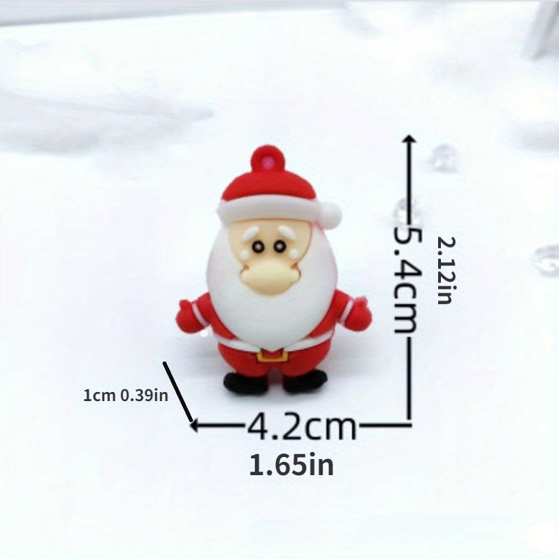 10pcs Cartoon Pvc Santa Claus Elk Christmas Tree Pendant Christmas Decorations