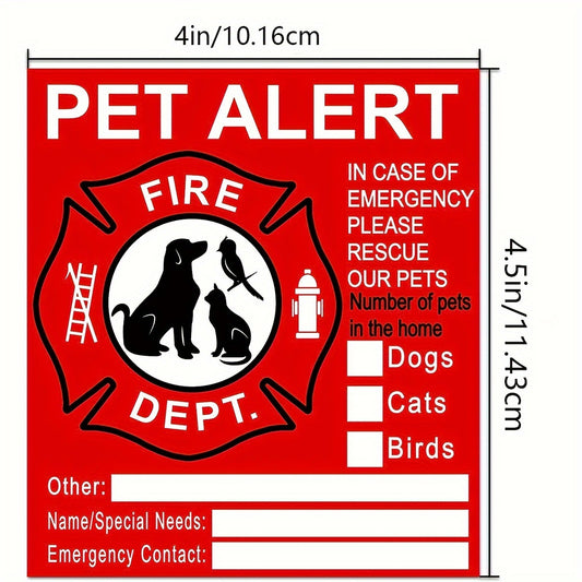 Pet Inside Sticker 4 PCS Fire Rescue Alarm Safety Stickers