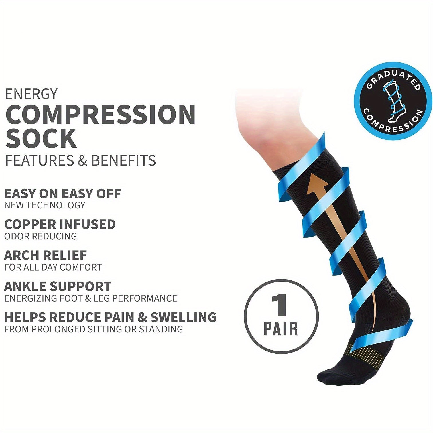 Men's Compression Sport Socks Sweat Absorbing Breathable Socks