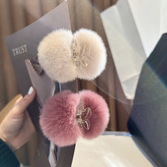 Small Hair Ball Rabbit Hair Clip for Autumn/Winter