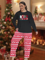 Christmas Pajama Set Long Sleeve Tee & Striped Pants Lounge 2PC