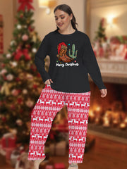 Christmas Western Pajamas Set & Graphic Tee Plus Size Women's Outfit