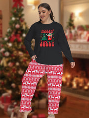 Women's Plus Christmas Tree Graphic Tee & Striped Pants Lounge Set