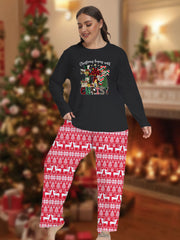 Women's Plus Plaid Tee & Striped Pants Lounge Set