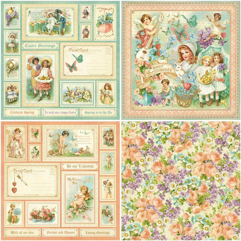 12pcs Retro Flower Cluster Paper Journal Decoration DIY Tools Student Stationery