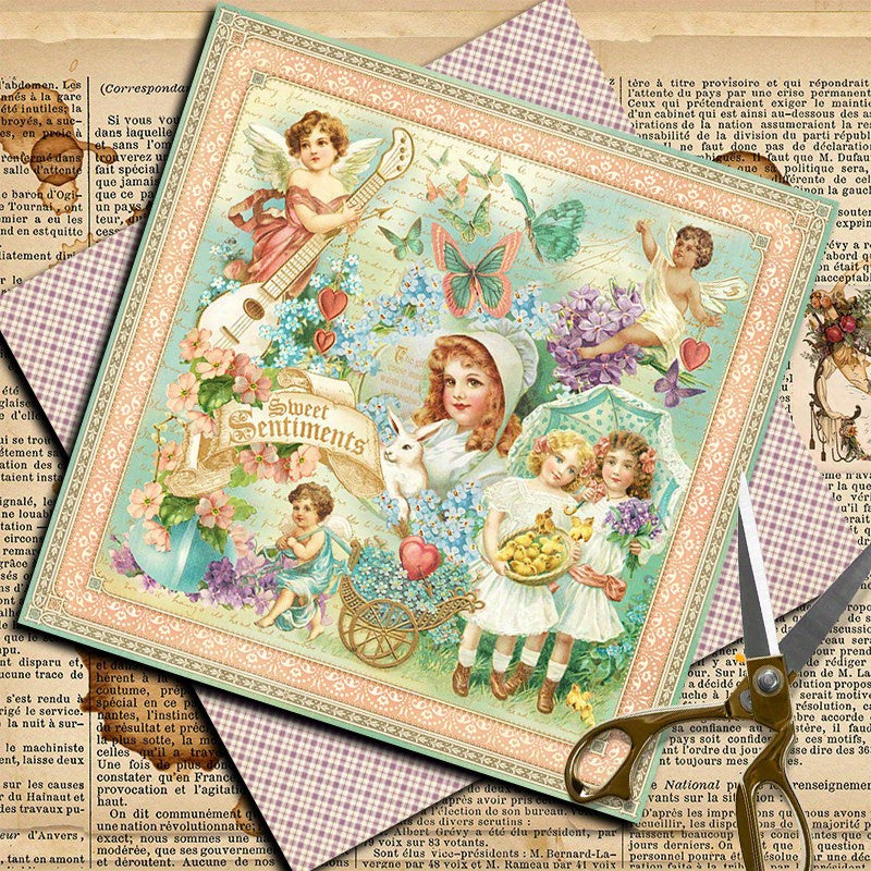 12pcs Retro Flower Cluster Paper Journal Decoration DIY Tools Student Stationery