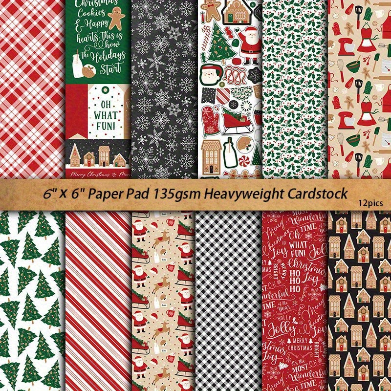 12pcs Large Size Christmas Bakery Paper Retro Journal Decoration Diy Tools